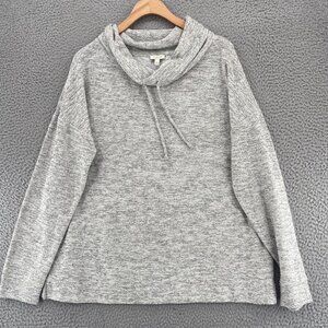 Talbots Sweater Womens Extra Large White Marled Knit Cowl Neck Terry Pullover